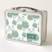 モノグラム |植物の幸せ |多肉性パターン メタルランチボックス (正面)