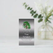 モノグラム、樹木外科専門家、金属効果 名刺 (スタンド正面)