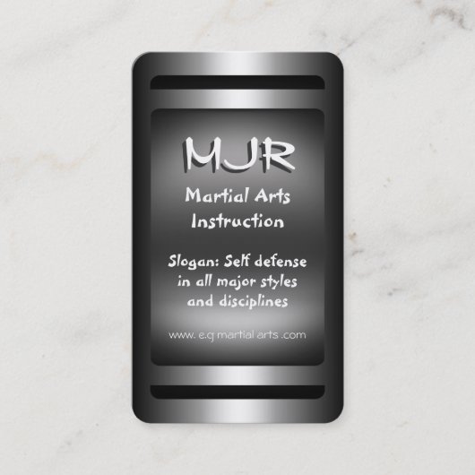 モノグラム、武術アーツ指導、メタルルック 名刺 (正面)