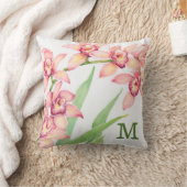 モノグラム |水彩ピンクの花 クッション (ブランケット)