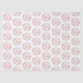 モノグラム 水彩画 ピンクのバラの花 フローラル 薄葉紙 (正面)