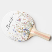 モノグラム 水彩画 田舎風 おしゃれな野の花の原っぱ 卓球ラケット (横)