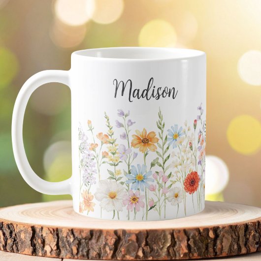モノグラム 水彩画 野の花 花柄 ボタニカル コーヒーマグカップ