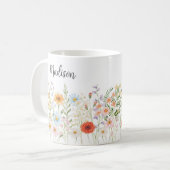 モノグラム 水彩画 野の花 花柄 ボタニカル コーヒーマグカップ (正面左)