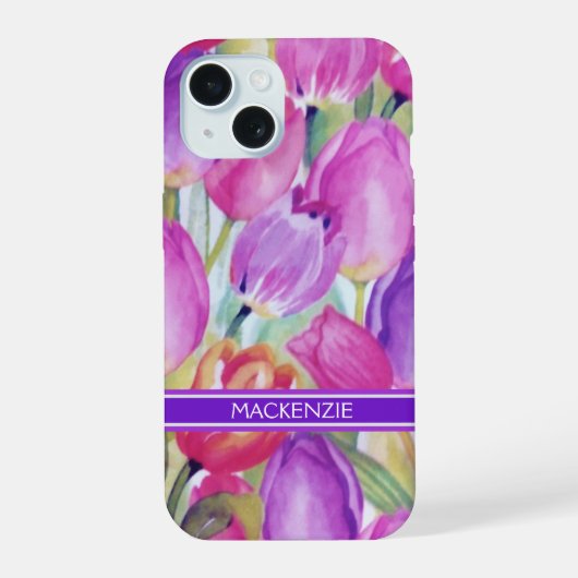 モノグラム 水彩画 iPhone 15ケース (裏面)