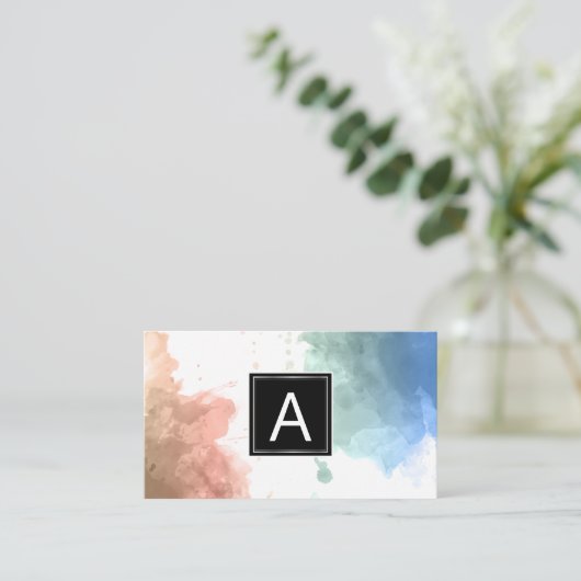 モノグラム |水彩背景 名刺 (スタンド正面)