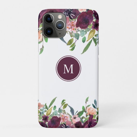 モノグラム 水彩花 フラワー ピンク パープル マーサラ Case-Mate iPhoneケース (裏)