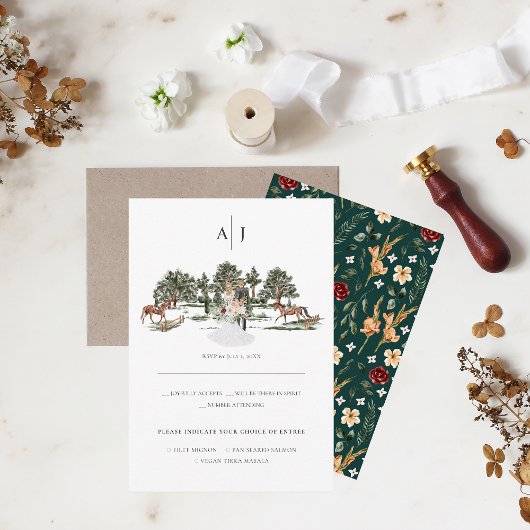 モノグラム |水彩馬術式RSVP 案内状