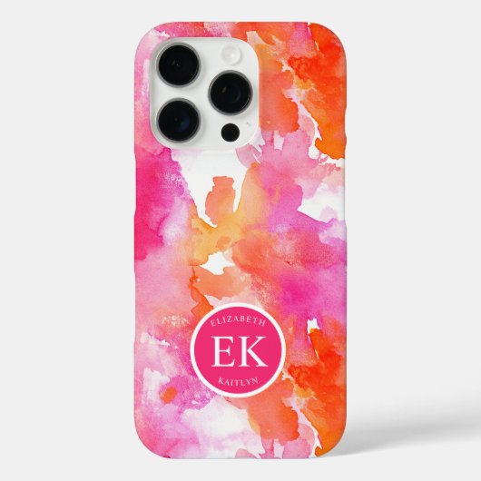 モノグラム 水彩 ピンク オレンジ 抽象画 Case-Mate iPhoneケース (裏面)