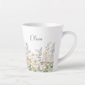 モノグラム 水彩 ピンク ブルー 花 フラワー カフェラテマグ (右)