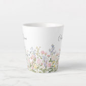 モノグラム 水彩 ピンク ブルー 花 フラワー カフェラテマグ (正面)
