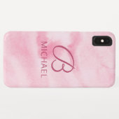 モノグラム 水彩 ピンク 名前入り 名前 Case-Mate iPhoneケース (裏面(横))