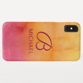 モノグラム 水彩 日の入り 名前入り Case-Mate iPhoneケース (裏面(横))