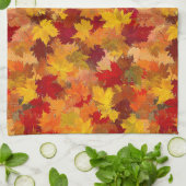 モノグラム 水彩 紅葉 - ビンテージ オートゥムン キッチンタオル (折り畳み)