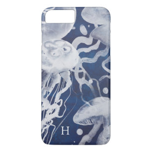 モノグラム 海軍のクラゲ iPhone 8 PLUS/7 PLUSケース