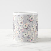 モノグラム|淡いピンクの水彩模様 ジャンボコーヒーマグカップ (正面)