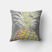 モノグラム |灰色の熱帯黄色ピンネアップル クッション (裏面)