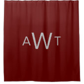 モノグラム 灰色 マルーン ワインレッド バーガンディ クラシック シャワーカーテン (正面)