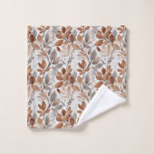 モノグラム 灰茶色 茶色 ベージュ 葉 植物 バスタオルセット (ウォッシュタオル)