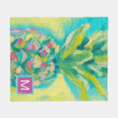 モノグラム |熱帯カラフルパイナップル フリースブランケット (正面(横))