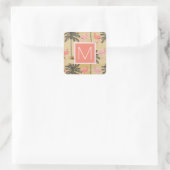 モノグラム |熱帯ピンクのフラミンゴ スクエアシール (バッグ)