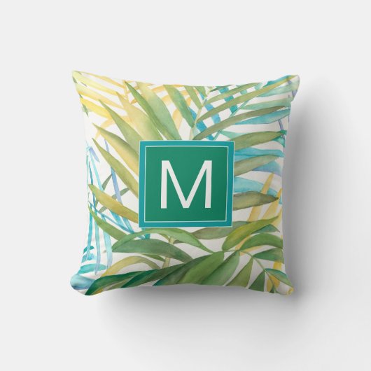 モノグラム|熱帯ヤシ葉 クッション (正面)