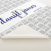 モノグラム、甘いハート幾何学灰色/白/ネイビー シェルパブランケット (3/4)