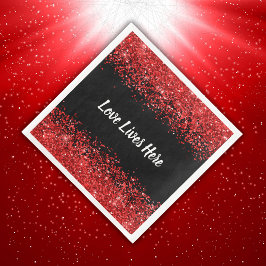 モノグラム – 白い文字オン黒と赤いグリッター |