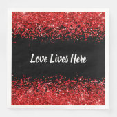 モノグラム – 白い文字オン黒と赤いグリッター | (正面)