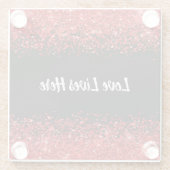 モノグラム – 白い文字オン黒と赤いグリッター | ガラスコースター (裏面)