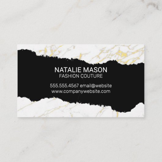 モノグラム |白大理石 |ゴールド・フォイル 名刺 (裏面)