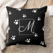 モノグラム |白黒かわいい子犬のポープリント クッション (ブランケット)