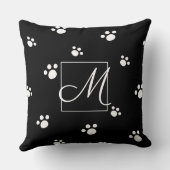 モノグラム |白黒かわいい子犬のポープリント クッション (裏面)
