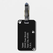 モノグラム |白黒かわいい子犬のポープリント ラゲッジタグ (裏面縦)