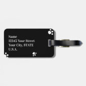 モノグラム |白黒かわいい子犬のポープリント ラゲッジタグ (裏面横)