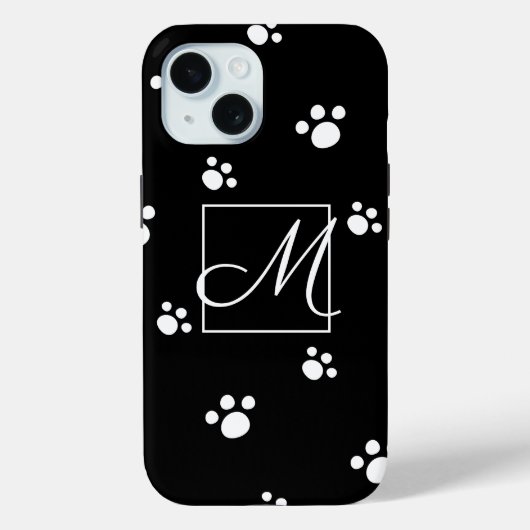 モノグラム |白黒かわいい子犬のポープリント Case-Mate iPhoneケース (裏面)