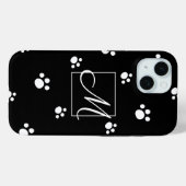モノグラム |白黒かわいい子犬のポープリント Case-Mate iPhoneケース (裏面 (横))