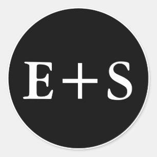 モノグラム  白黒の結婚封筒用シール ラウンドシール