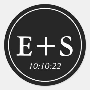 モノグラム  白黒の結婚封筒用シール ラウンドシール