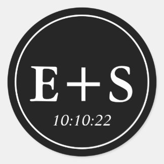 モノグラム |白黒の結婚封筒用シール ラウンドシール