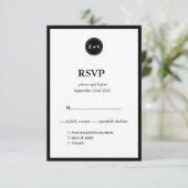 モノグラム |白黒の食結婚品オプション 出欠カード (スタンド正面)