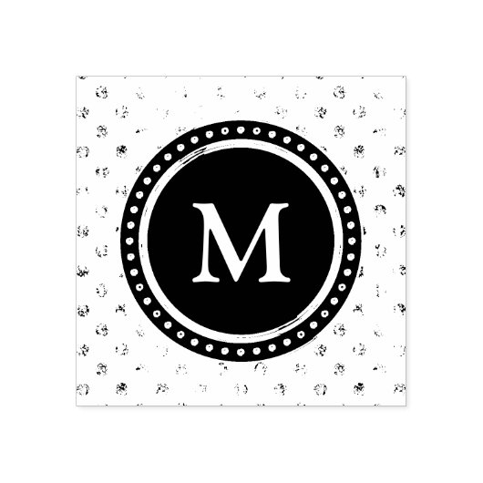 モノグラム |白黒水玉模様 ラバースタンプ (インプリント)