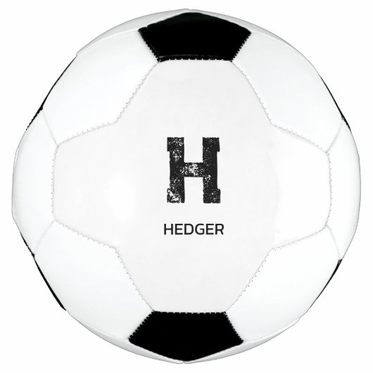 モノグラム 白黒 シンプル おしゃれ 名前 初期 サッカーボール (正面)