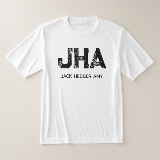 モノグラム 白黒 シンプル 三文字 名前 縮小 モノグラム Tシャツ (レイダウン)