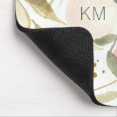 モノグラム|白|の水彩画の花柄の喜び マウスパッド (コーナー)