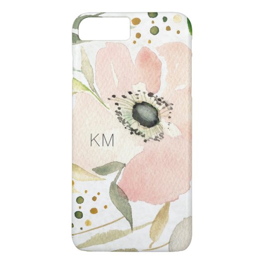 モノグラム|白|の水彩画の花柄の喜び Case-Mate iPhoneケース (裏面)