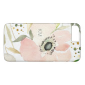 モノグラム|白|の水彩画の花柄の喜び Case-Mate iPhoneケース (裏面(横))
