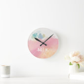 モノグラム |目を覚ますと見たもの ラウンド壁時計 (ホーム)