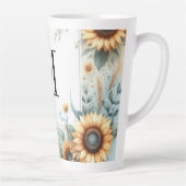 モノグラム 秋の花とひまわりの水彩画 カフェラテマグ (右)