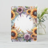 モノグラム 秋の花とひまわりの水彩画 招待状 (スタンド正面)